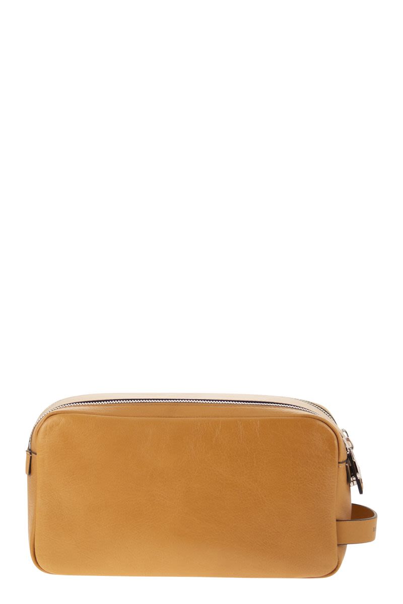 BRUNELLO CUCINELLI Mini Cowhide Beauty Case with Double Zip Closure - Functional Design - Banlieue91 -