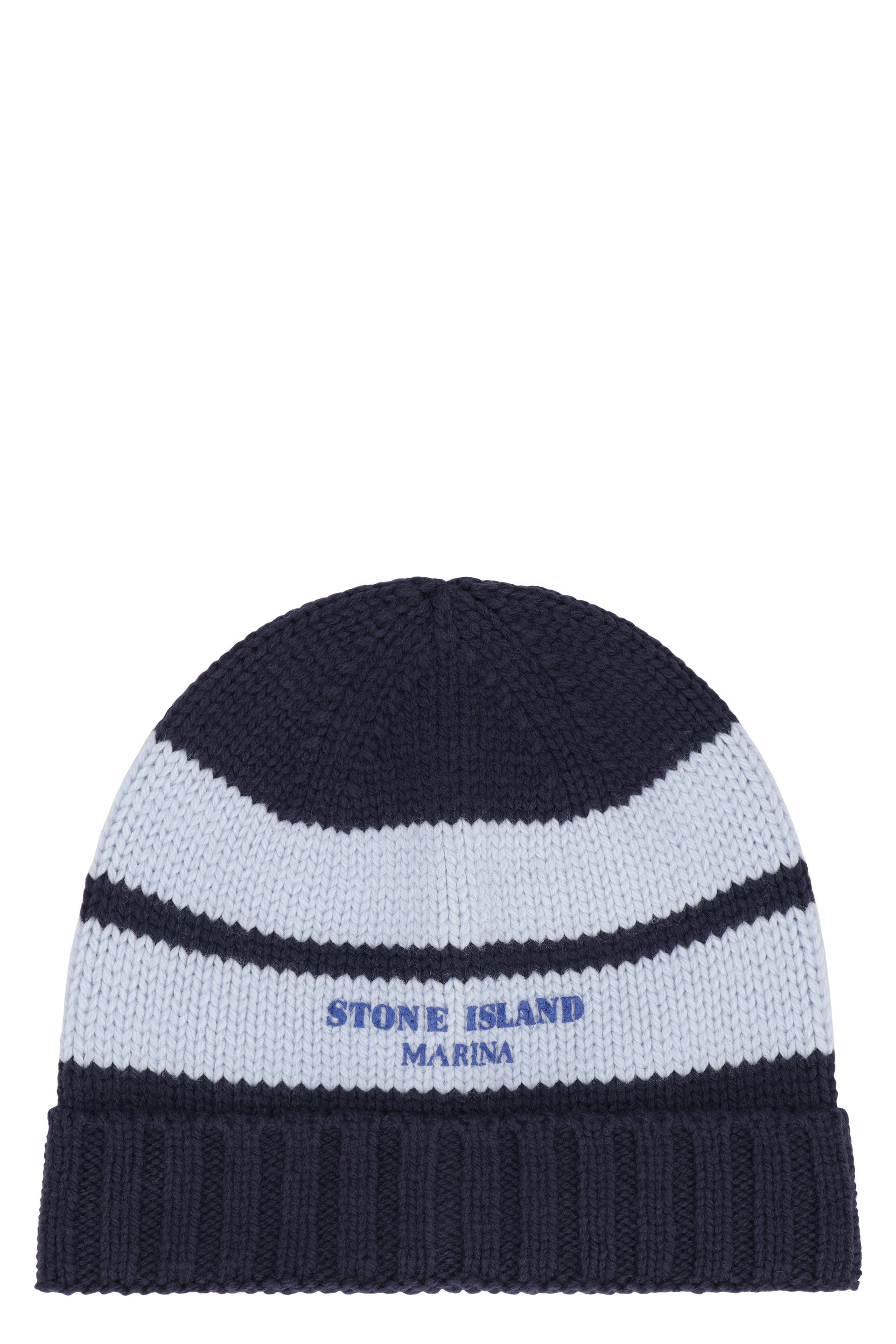 STONE ISLAND Wool Knit Hat with Contrast Stripes and Ribbed Cuff - Banlieue91 -