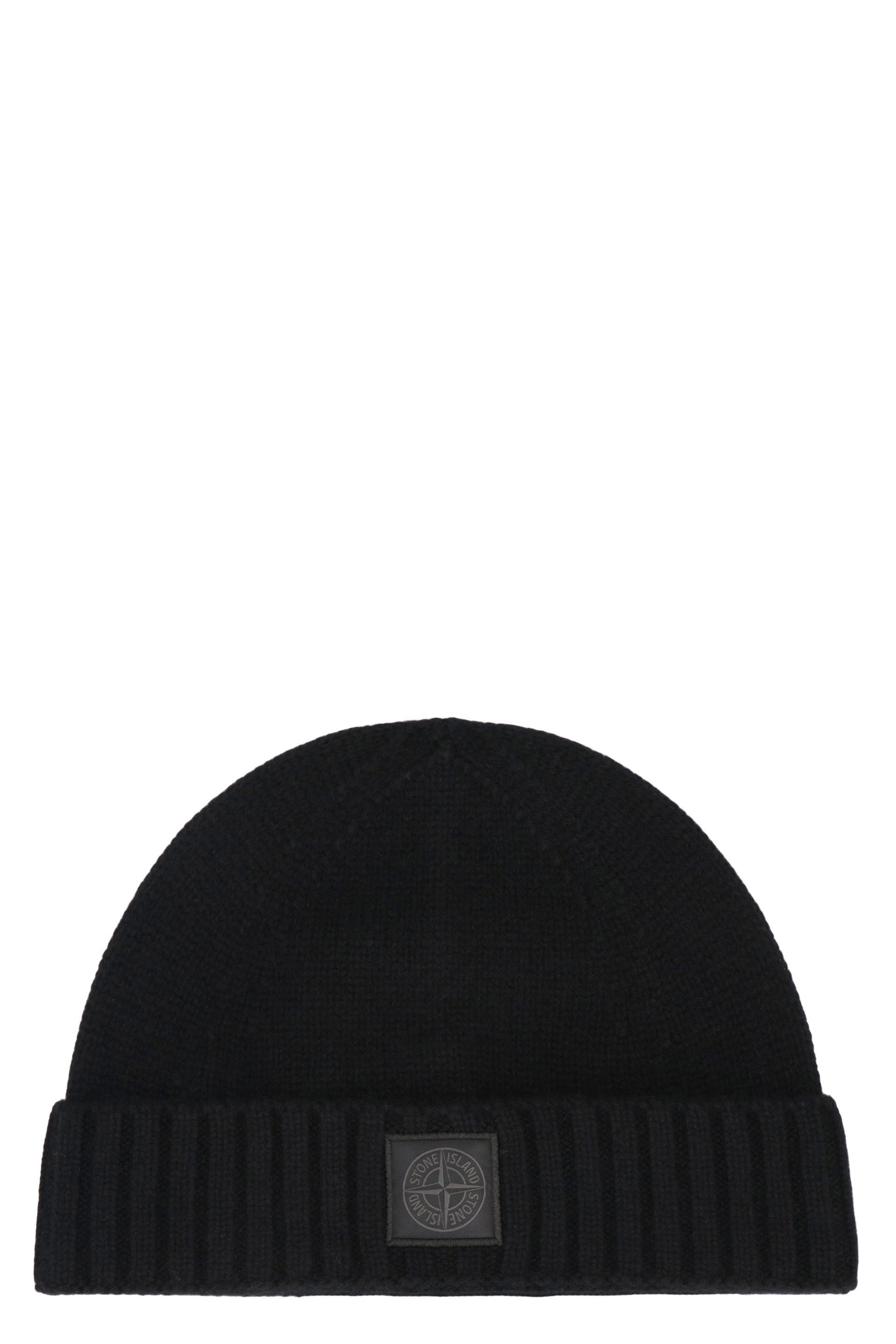 STONE ISLAND Cashmere Hat with Ribbed Cuff and Compass Logo - Banlieue91 -