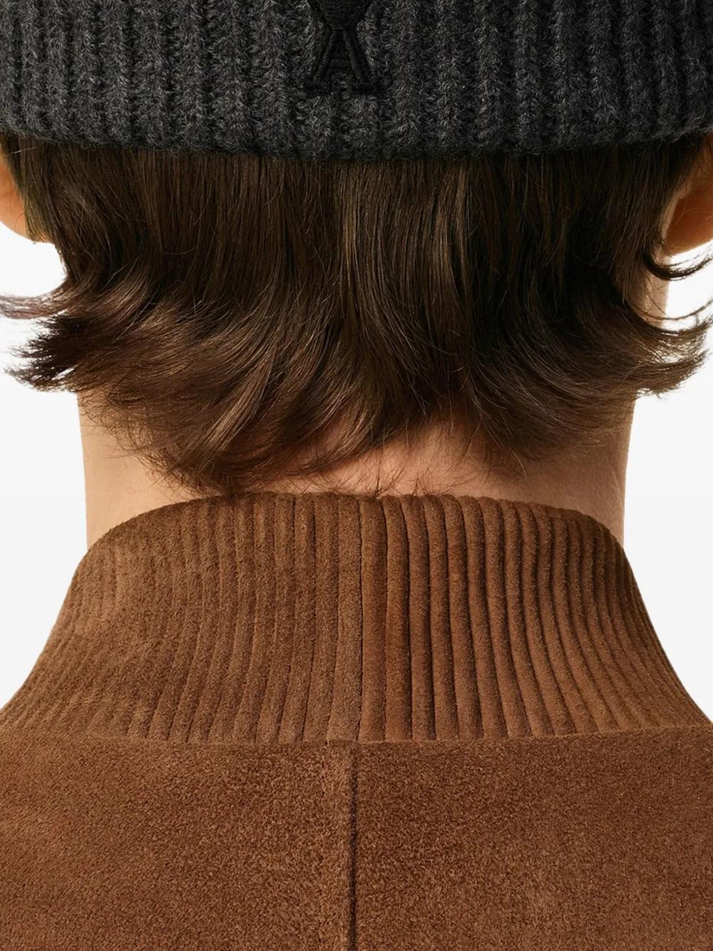 AMI PARIS Ribbed Wool Beanie with Turned-Up Hem for Men - Banlieue91 -