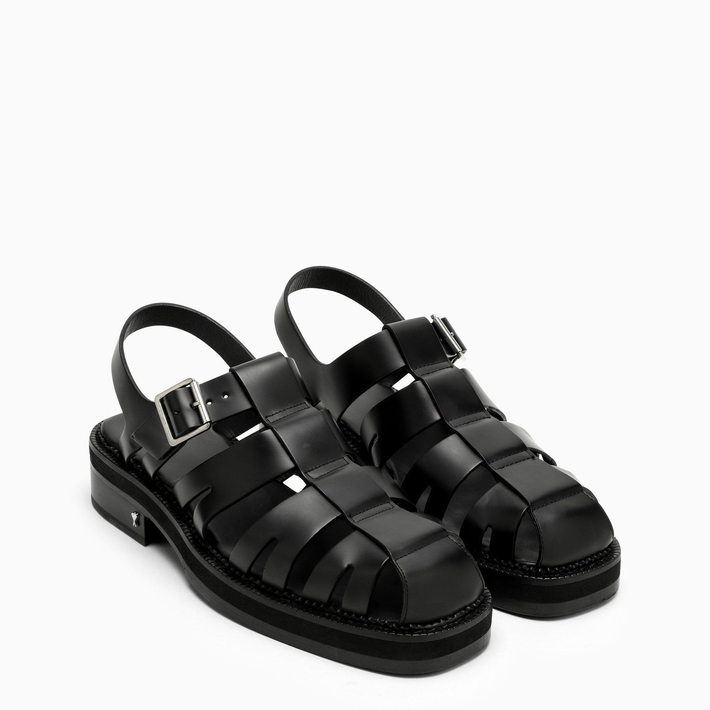 Ami Paris Black Fisherman Sandals In Leather - Banlieue91 -