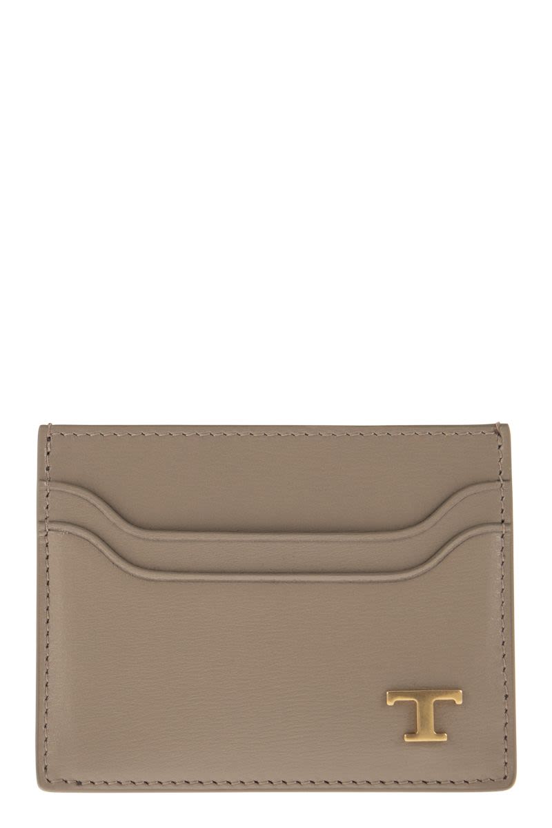 TOD'S Leather Card Holder Mini with Timeless Logo - W 10.5 x H 8 x D 0.5 CM - Banlieue91 -