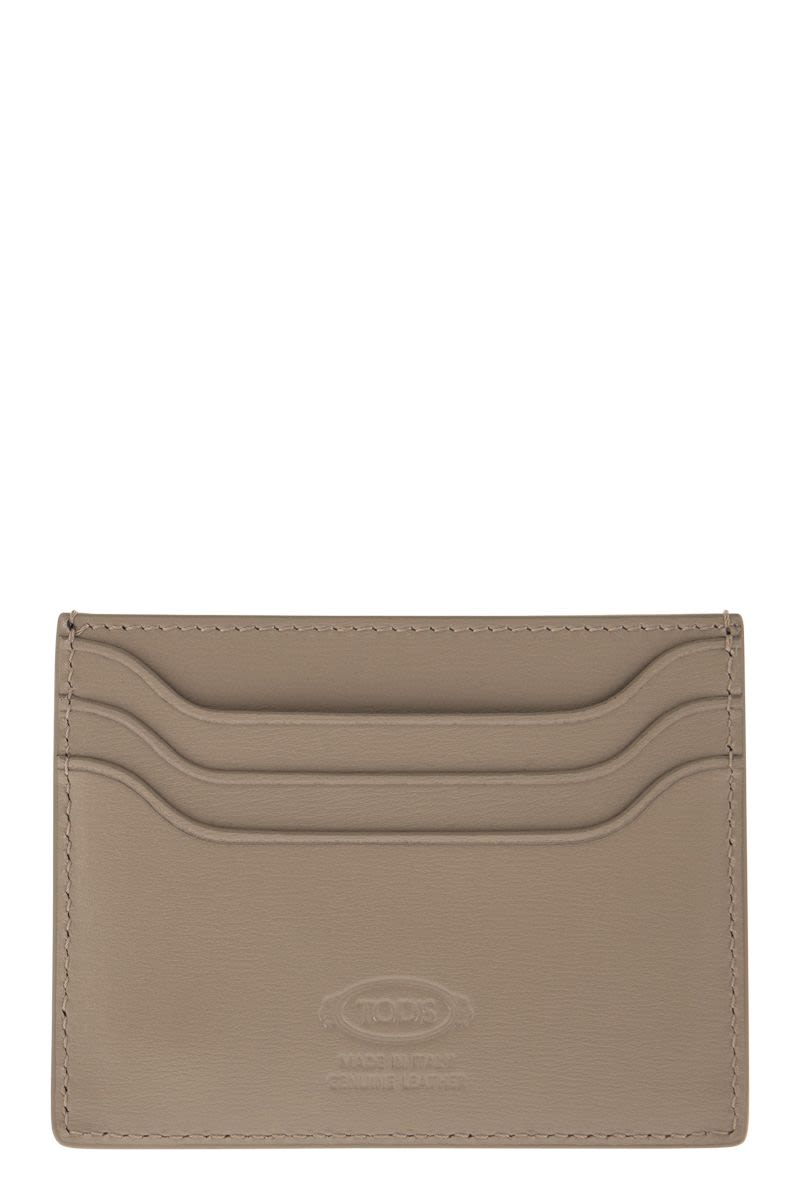 TOD'S Leather Card Holder Mini with Timeless Logo - W 10.5 x H 8 x D 0.5 CM - Banlieue91 -