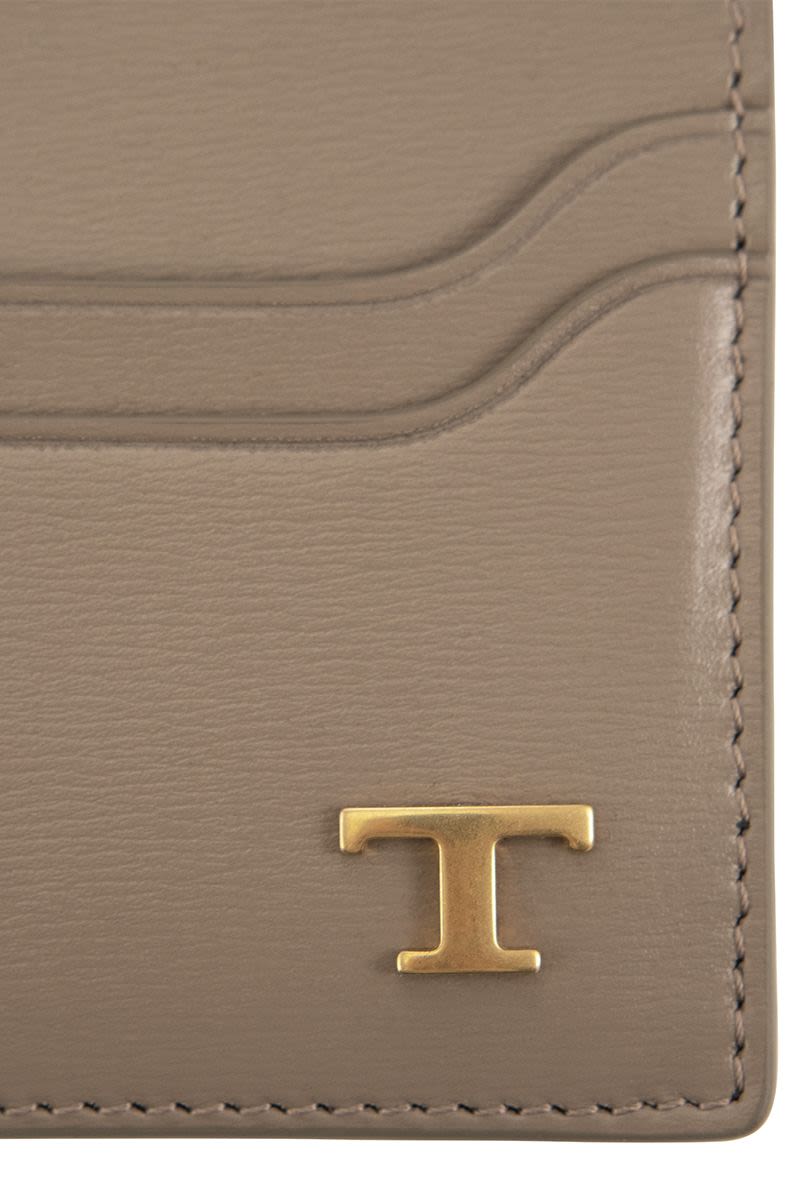 TOD'S Leather Card Holder Mini with Timeless Logo - W 10.5 x H 8 x D 0.5 CM - Banlieue91 -