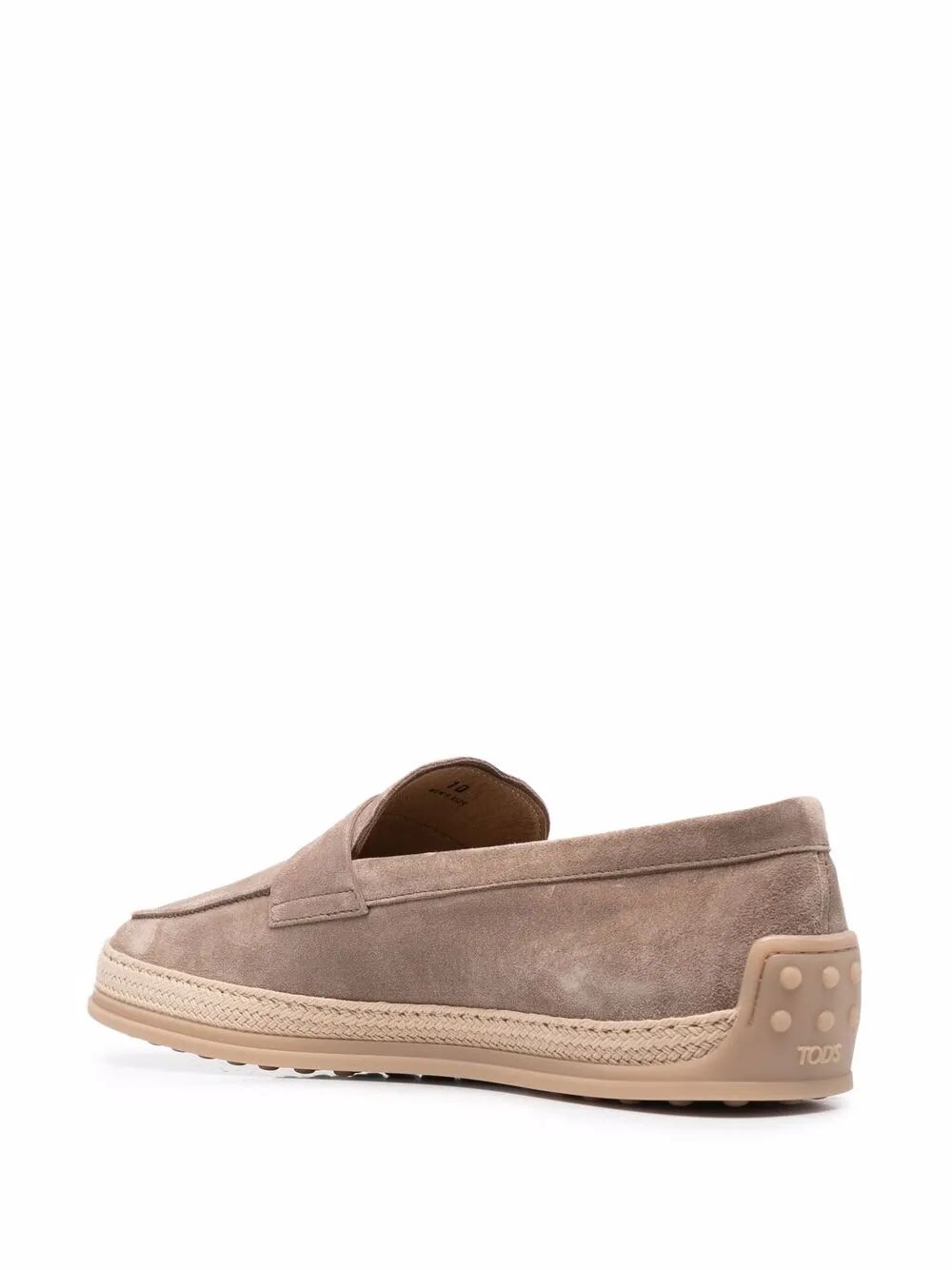 TOD'S Suede Loafers with Rubber Outsole and Raffia Piping - Banlieue91 -