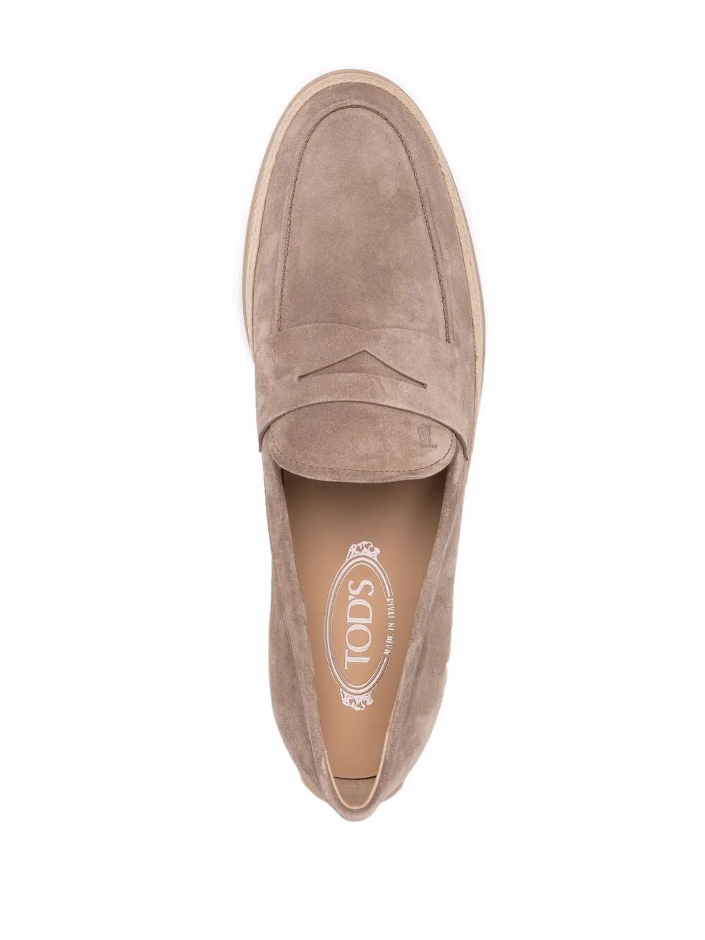 TOD'S Suede Loafers with Rubber Outsole and Raffia Piping - Banlieue91 -