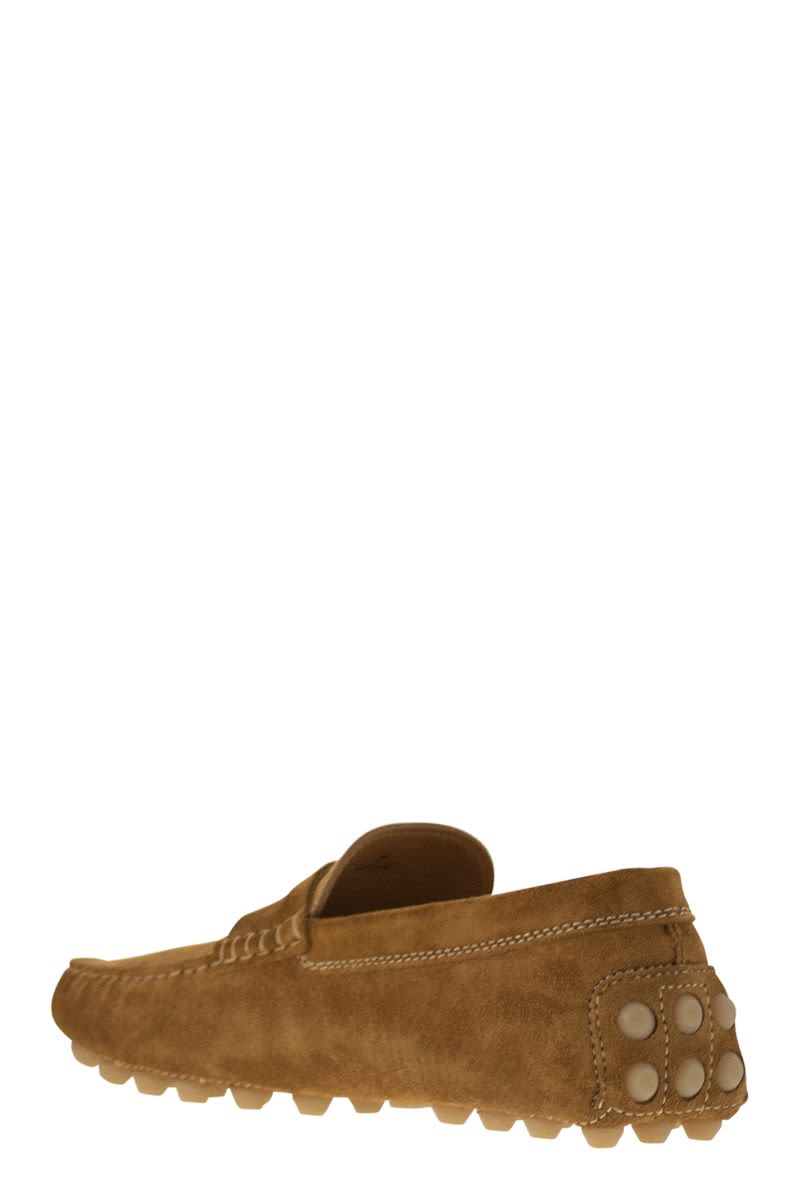 TOD'S Men's Suede Moccasin with Embossed Monogram - 2 cm Heel - Banlieue91 -