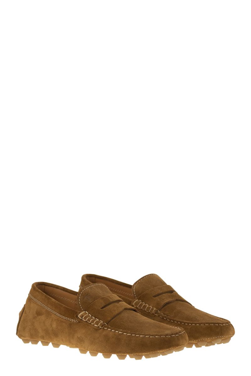TOD'S Men's Suede Moccasin with Embossed Monogram - 2 cm Heel - Banlieue91 -