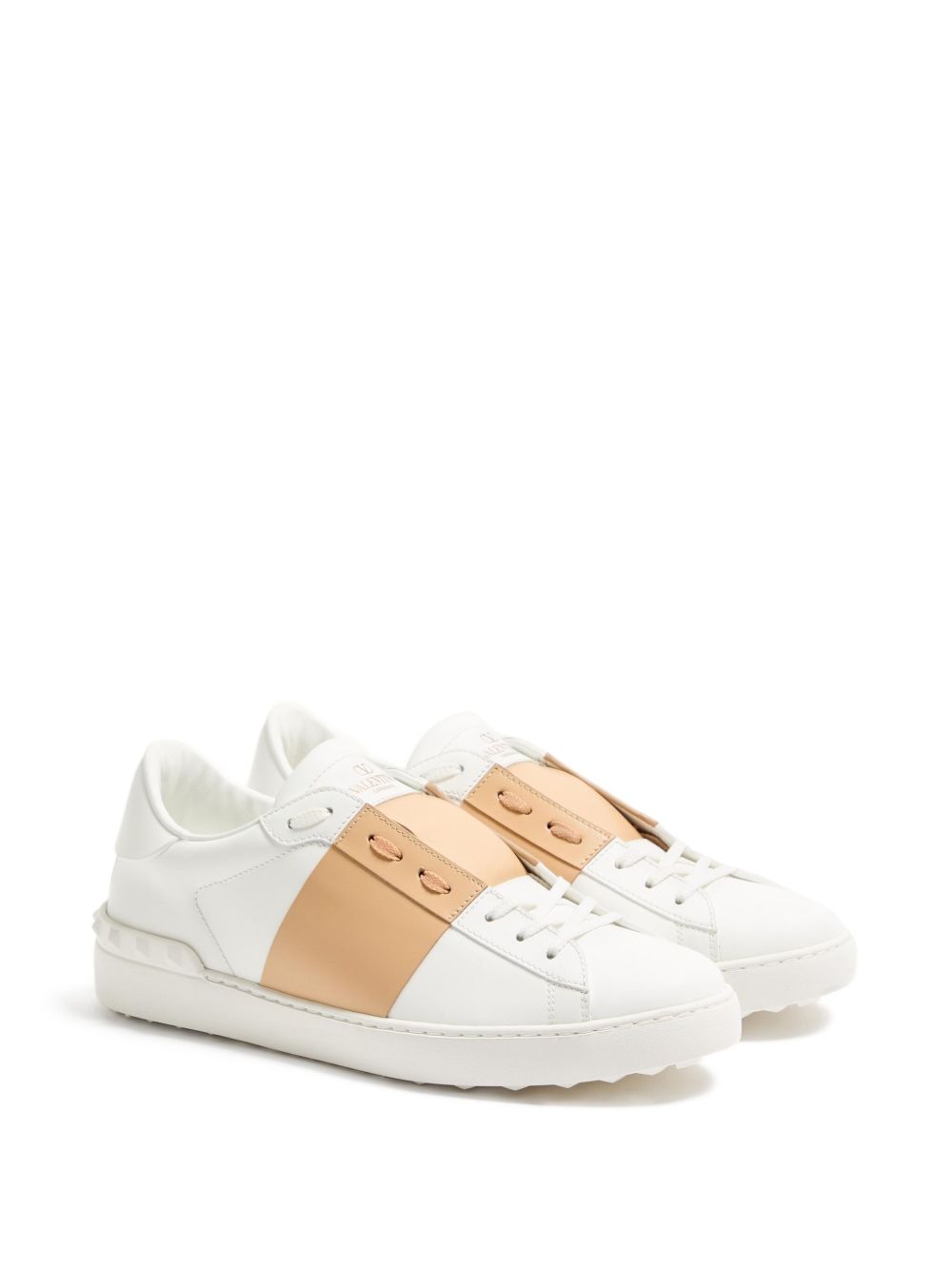 VALENTINO GARAVANI Open Leather Sneaker with Contrast Band and Stud Details - Banlieue91 -