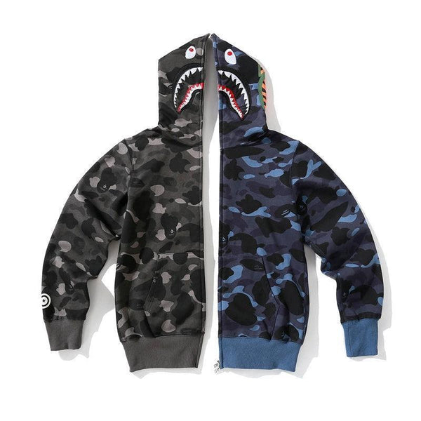 APE Color Camo Crazy Shark Full Zip Hoodie A Bathing Ape -