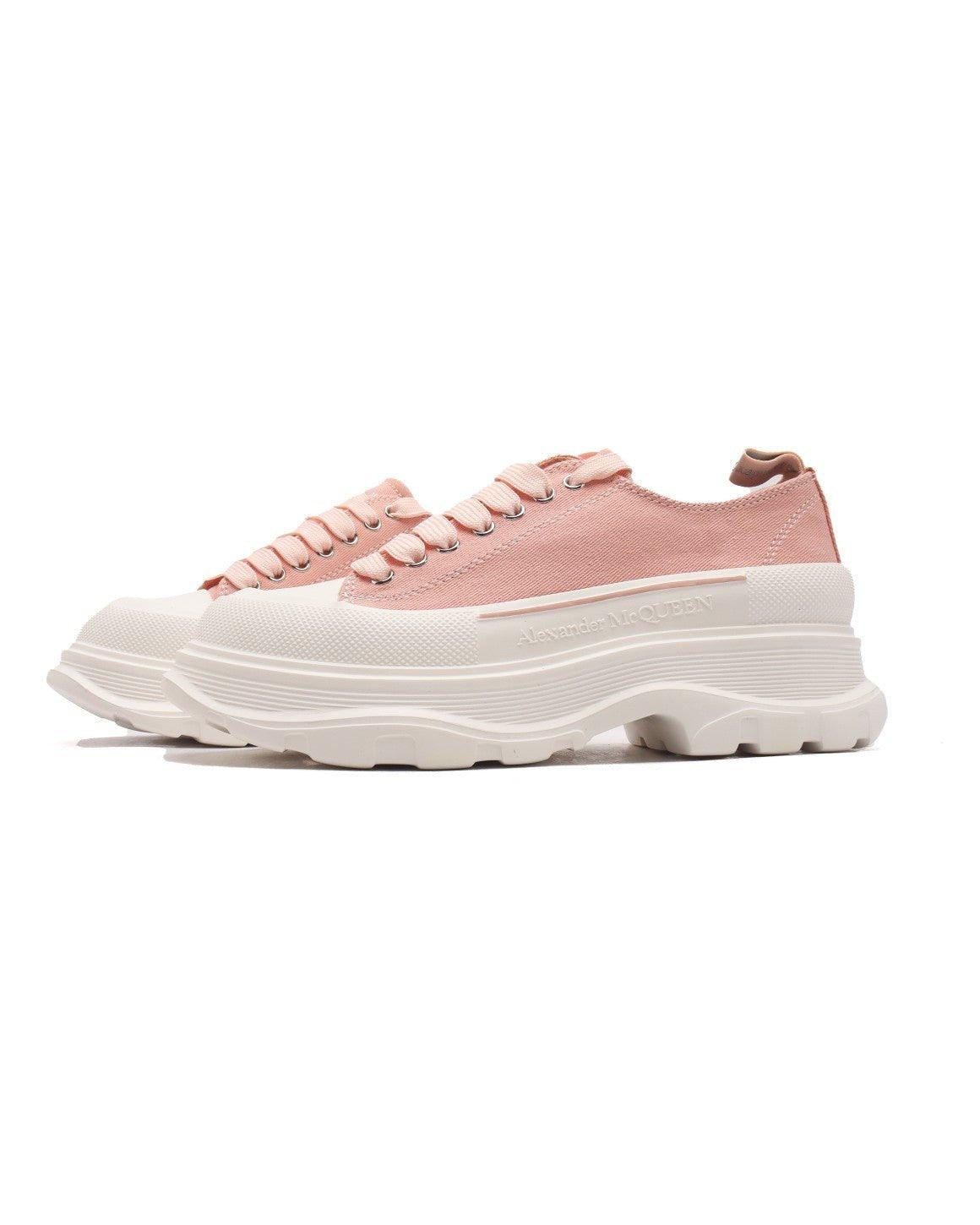 Alexander McQueen Women Tread Slick lace-up Sneakers 'Pink/White' - Banlieue91