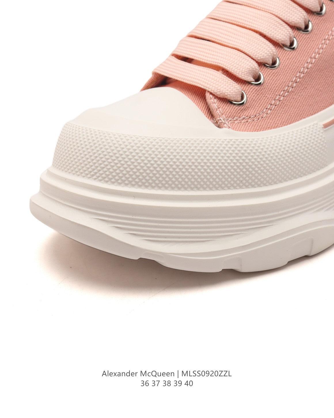 Alexander McQueen Women Tread Slick lace-up Sneakers 'Pink/White' - Banlieue91