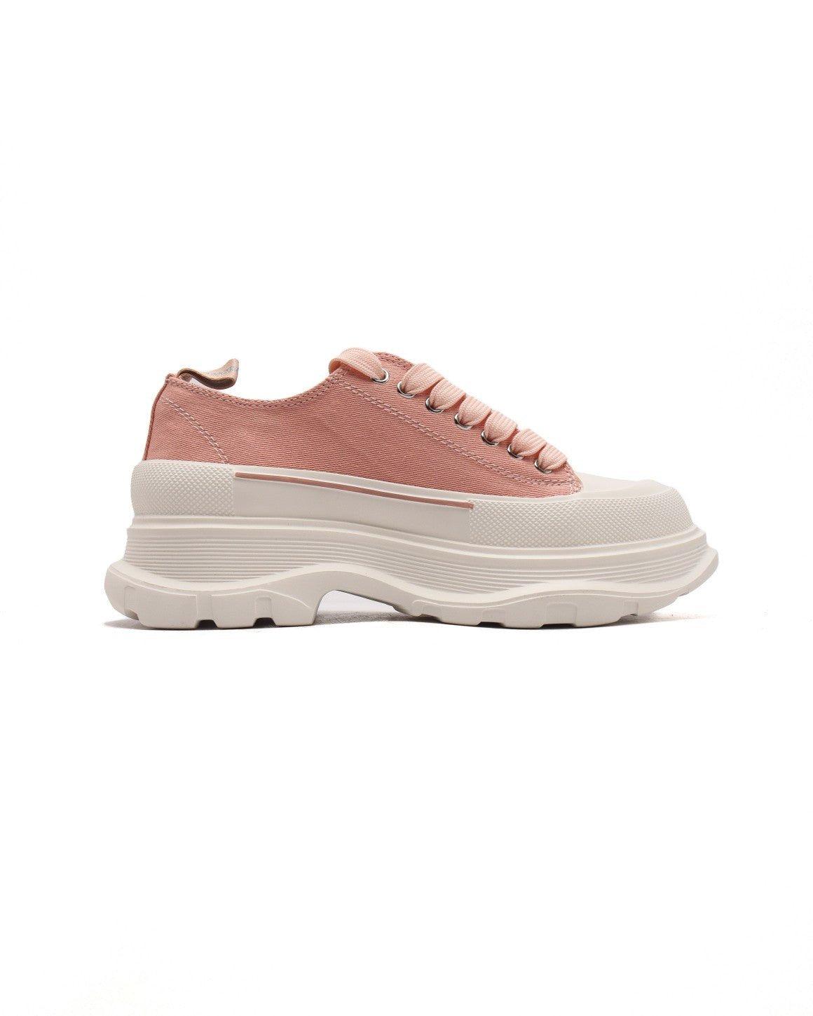 Alexander McQueen Women Tread Slick lace-up Sneakers 'Pink/White' - Banlieue91