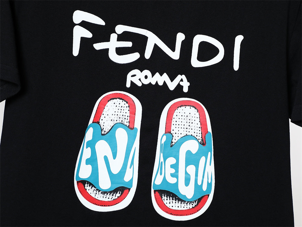 Fendi Roma T-Shirt without Collar 'Black' - Banlieue91