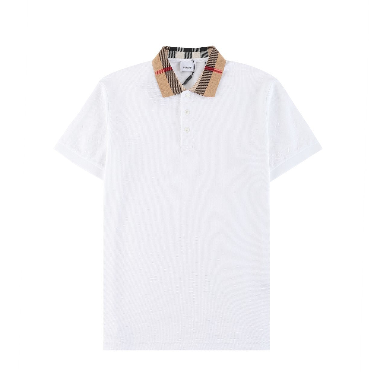 Burberry Check collar polo shirt featuring a refined British design with signature Burberry check detail on the collar, made from soft premium cotton for a tailored fit.