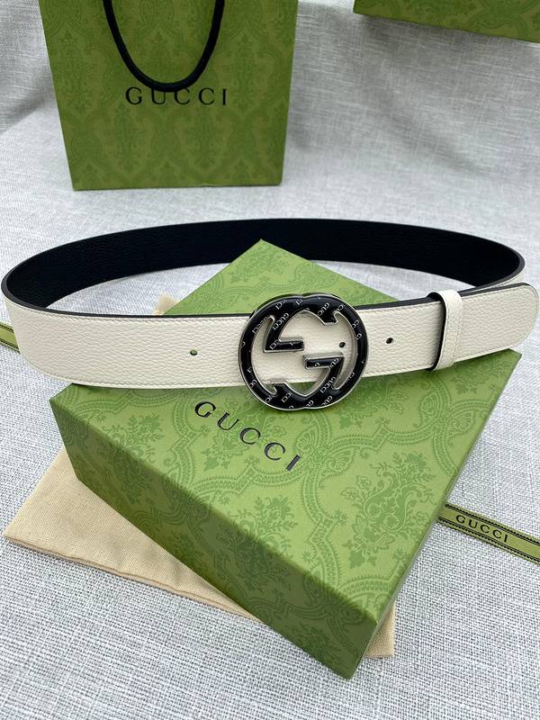 GUCCI Embellished coated-canvas and leather belt 'Cream' - Banlieue91