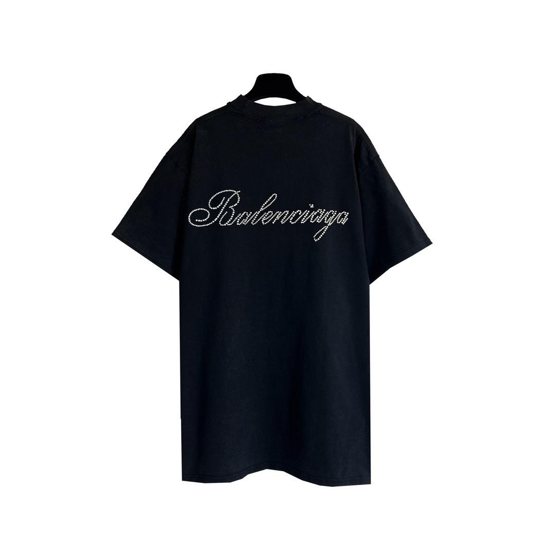 Balenciaga Handwritten Black T-Shirt Without Collar - Banlieue91