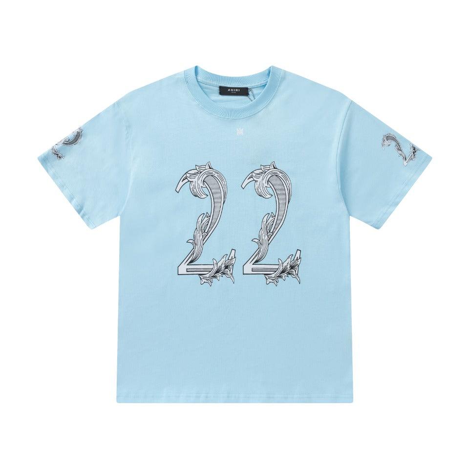 Amiri 22 Sky Blue T-Shirt Without Collar - Banlieue91