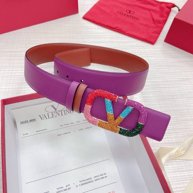 VALENTINO GARAVANI V logo Rainbow Reversible Leather Belt 'Brown/Purple' - Banlieue91