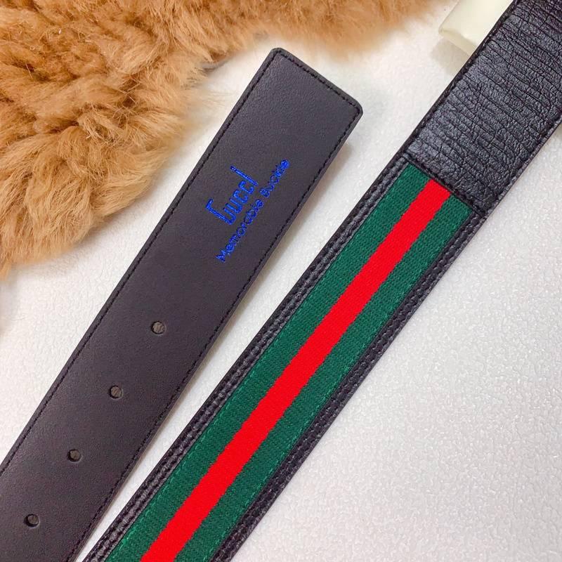 GUCCI Embellished coated-canvas and leather belt 'Black/Green/Red' - Banlieue91