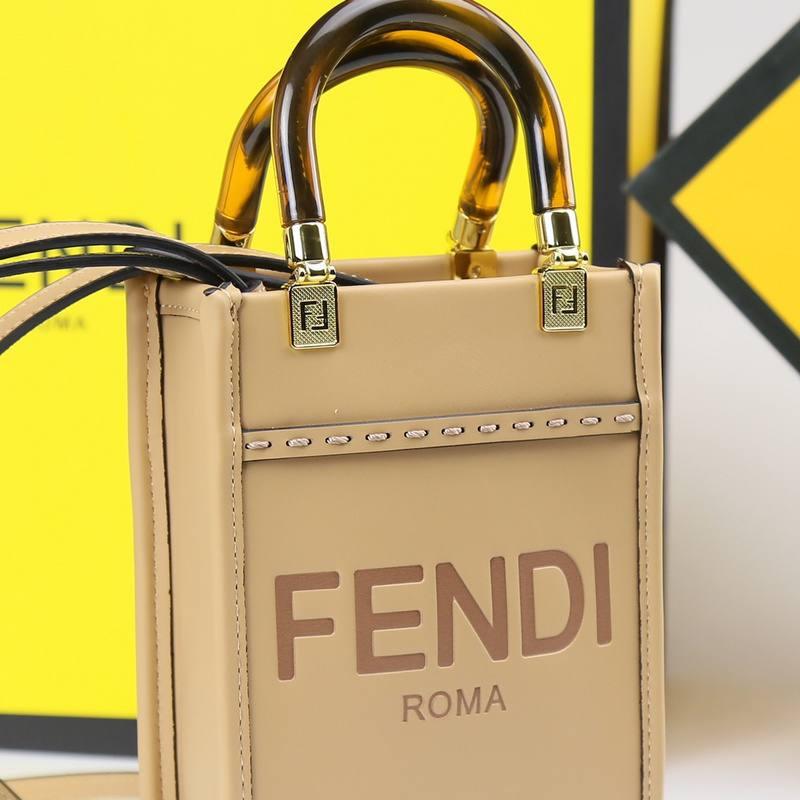 Fendi Vitello King Plexiglass Logo Embossed Mini Fendi Sunshine Shopper Tote - Banlieue91