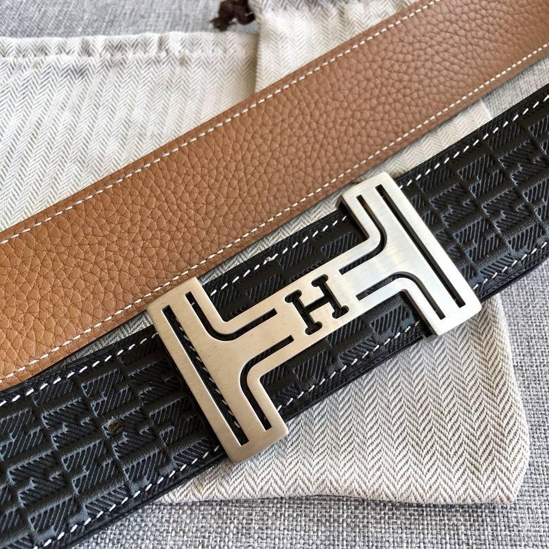 Hermes Men Silver Buckle Belt 'Black' - Banlieue91