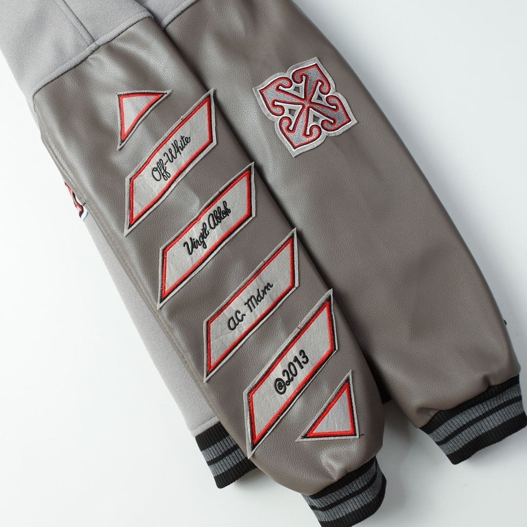 AC Milan Off-White Gray Varsity Wool Jacket | Banlieue91