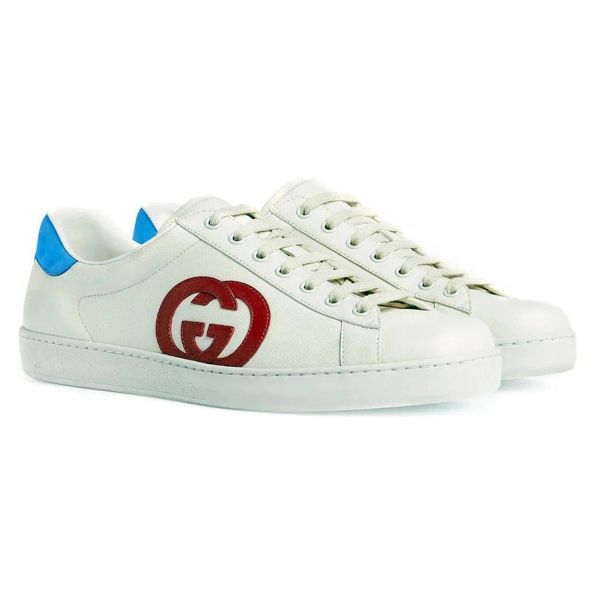 Ace Men's White Leather Interlocking G Logo Sneakers | Banlieue91