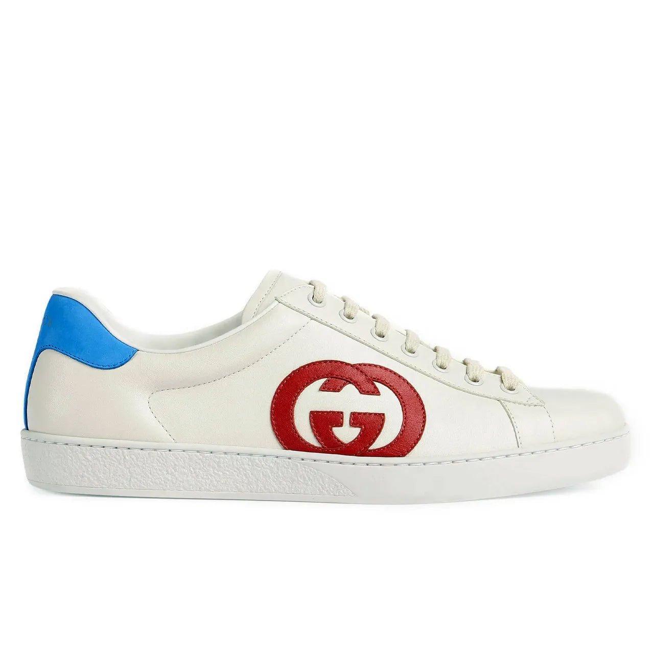 Ace Men's White Leather Interlocking G Logo Sneakers - Banlieue91