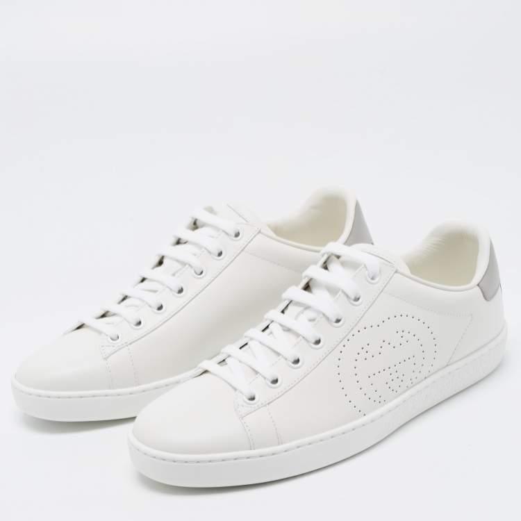 Ace Perforated Interlocking GG Logo Leather Sneakers - Banlieue91