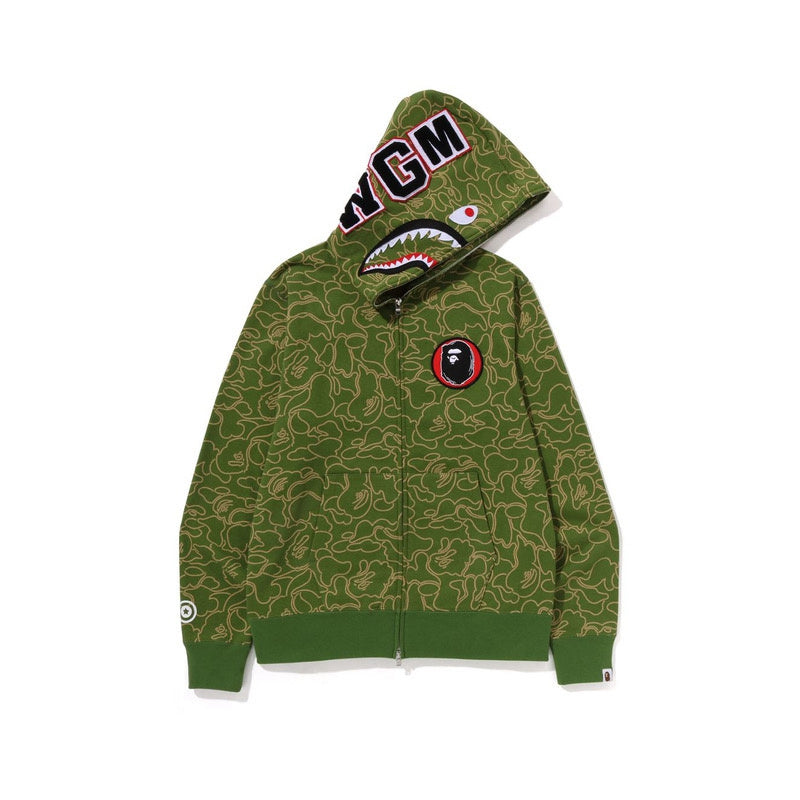 BAPE Line Camo Shark Full Zip Hoodie A Bathing Ape 'Green' - Banlieue91