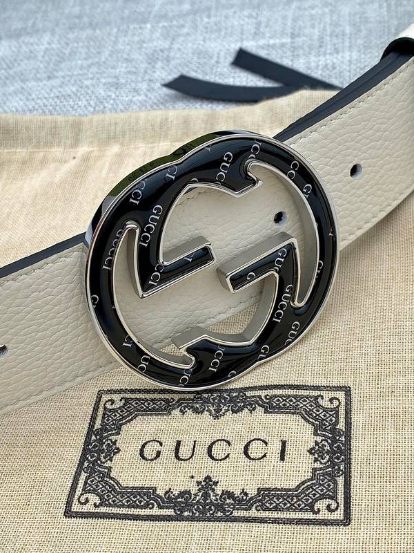 GUCCI Embellished coated-canvas and leather belt 'Cream' - Banlieue91