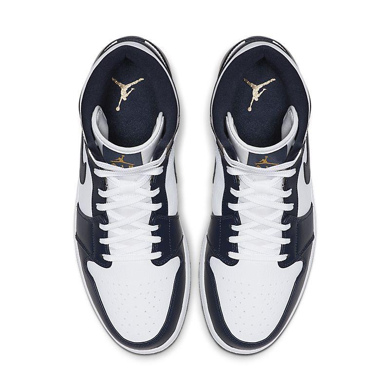 Air Jordan 1 Mid 'White Metallic Gold Obsidian' - Banlieue91