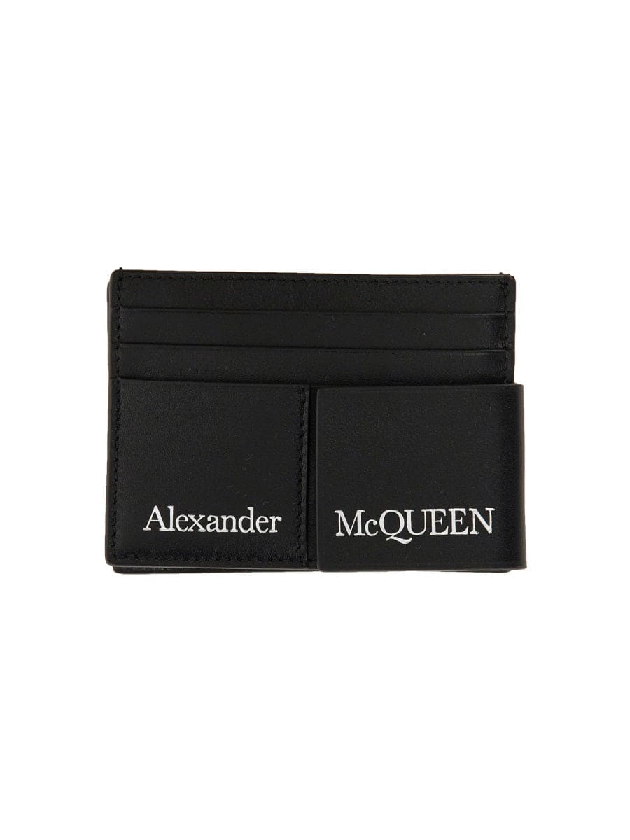ALEXANDER MCQUEEN Mini Card Holder with Front Logo Print | Banlieue91