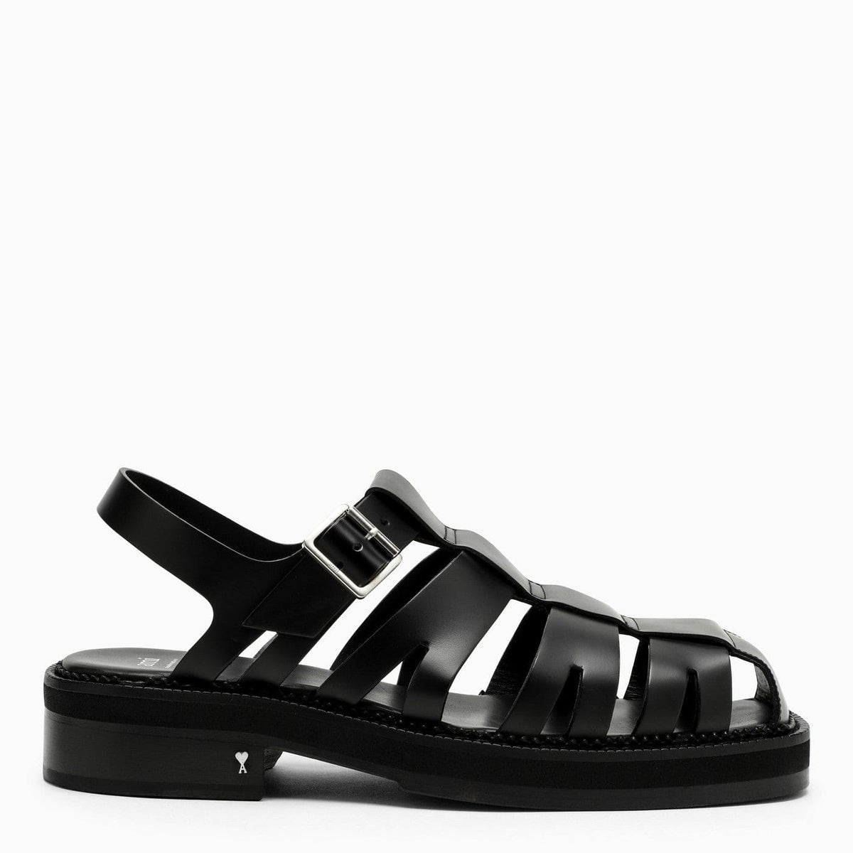 Ami Paris Black Fisherman Sandals In Leather | Banlieue91