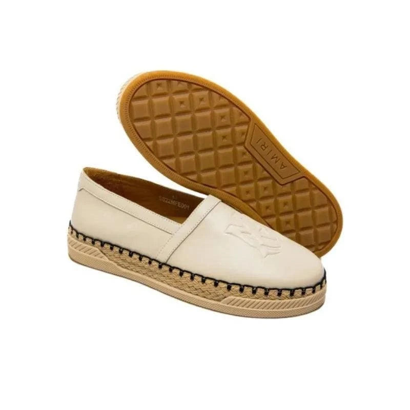 AMIRI - MA Logo-Embroidered Leather-Trimmed Canvas Espadrilles - Beige | Banlieue91