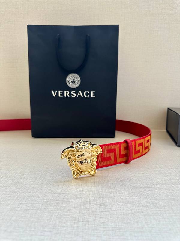 VERSACE La Medusa La Greca Belt In Red Gold - Banlieue91