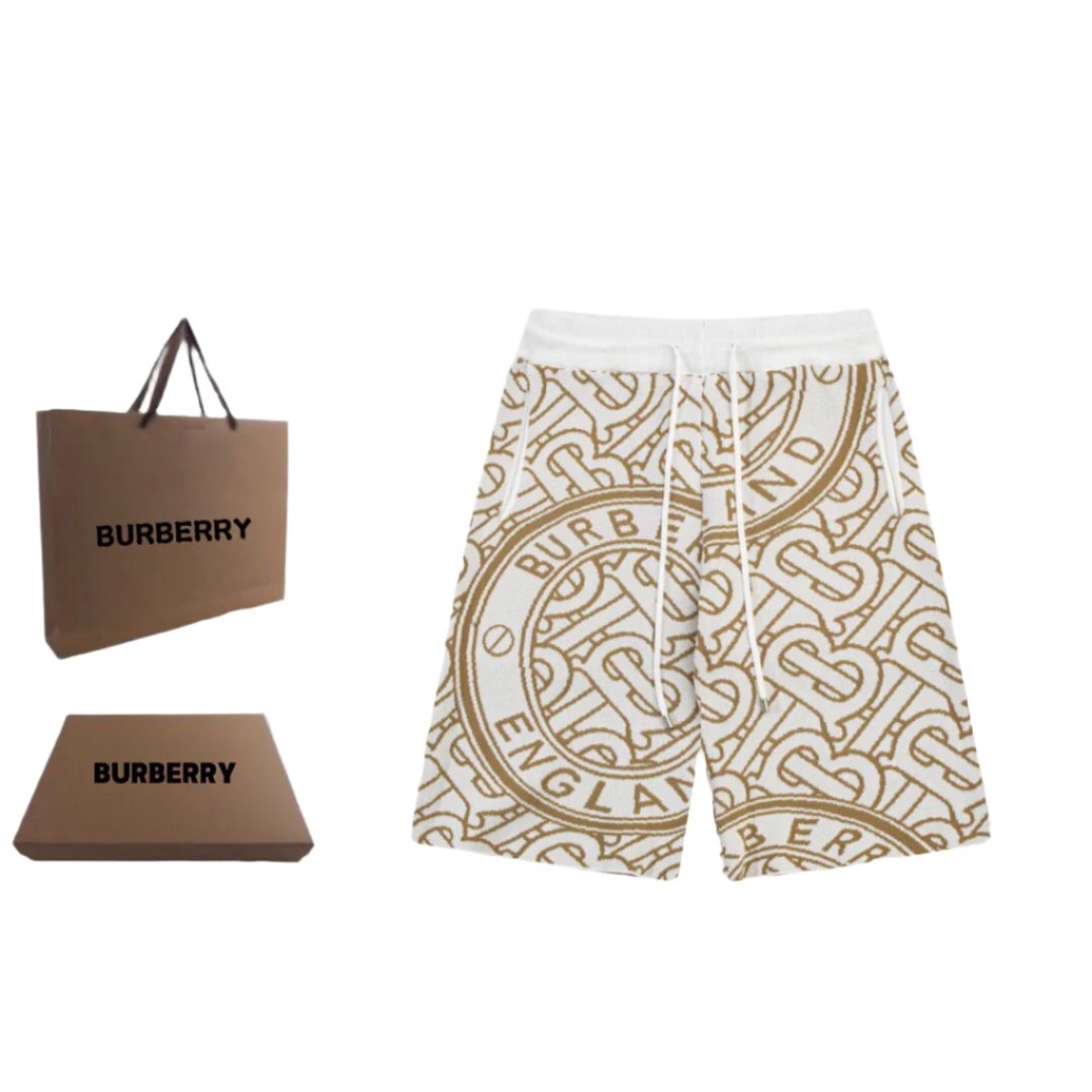 Burberry Men's Striped Cotton Knit Basketball Shorts 'Beige'