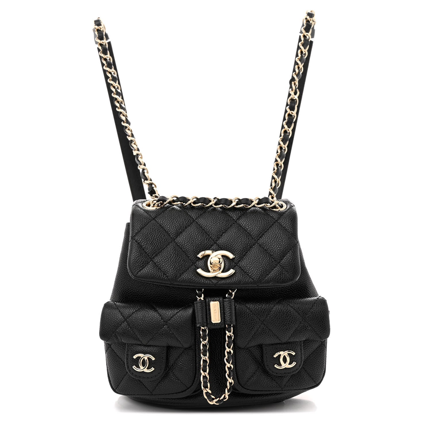 Chanel Shiny Caviar Quilted Small Duma Pockets Drawstring Backpack - Banlieue91