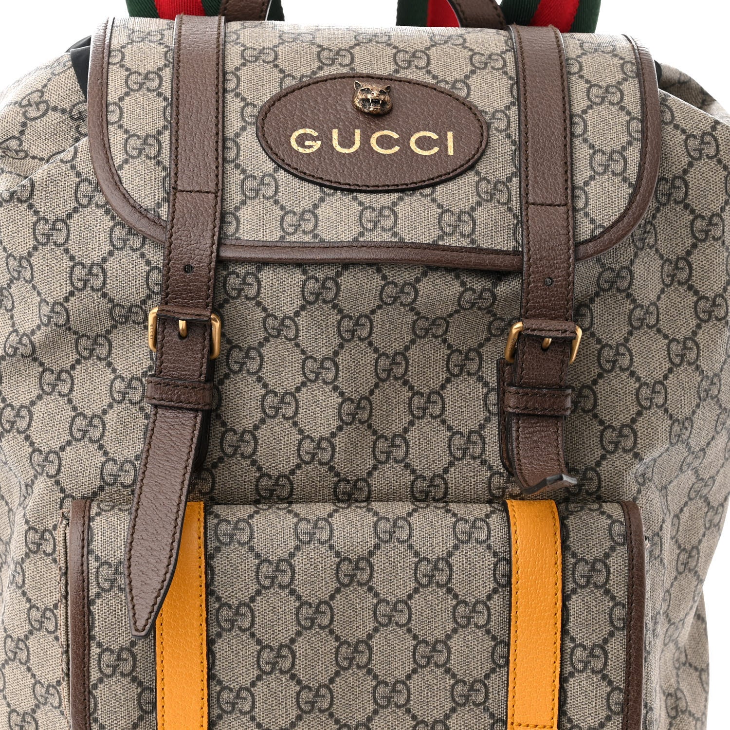 Gucci Soft GG Supreme Monogram Neo Vintage Double Buckle Backpack Beige New Acero Crop - Banlieue91