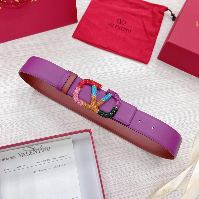 VALENTINO GARAVANI V logo Rainbow Reversible Leather Belt 'Brown/Purple' - Banlieue91