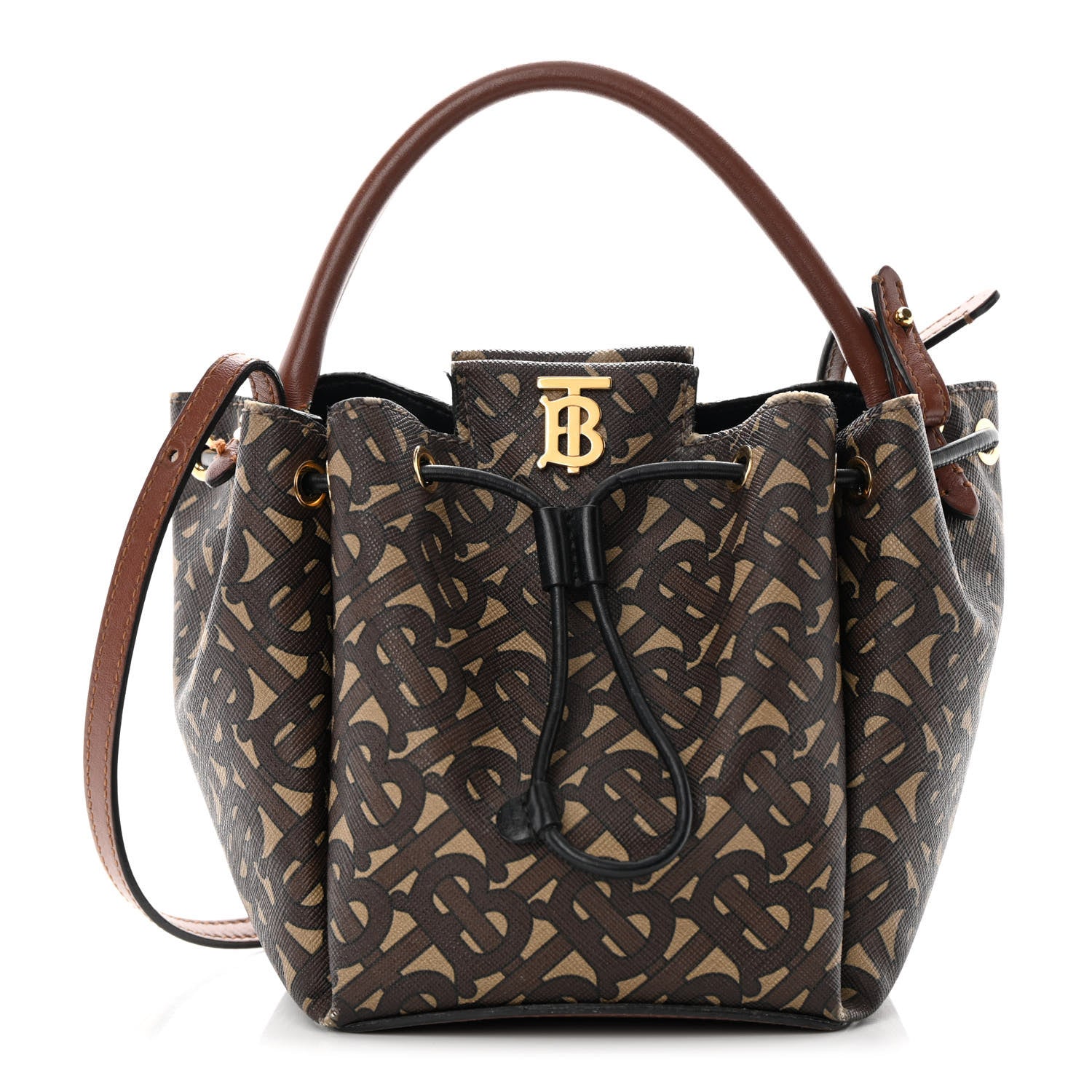 Burberry E-canvas Monogram TB Bucket Bag Bridle - Banlieue91