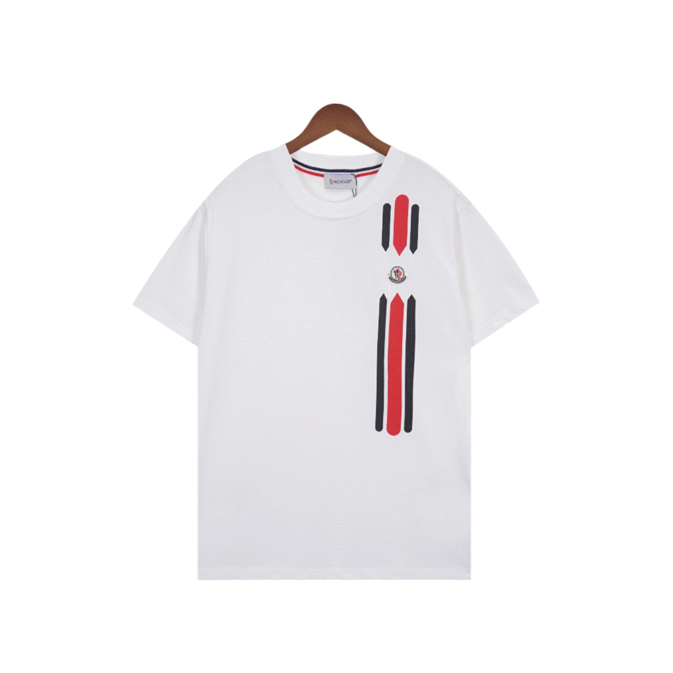 Moncler T-Shirt Without Collar 'White/Black/Red' - Banlieue91