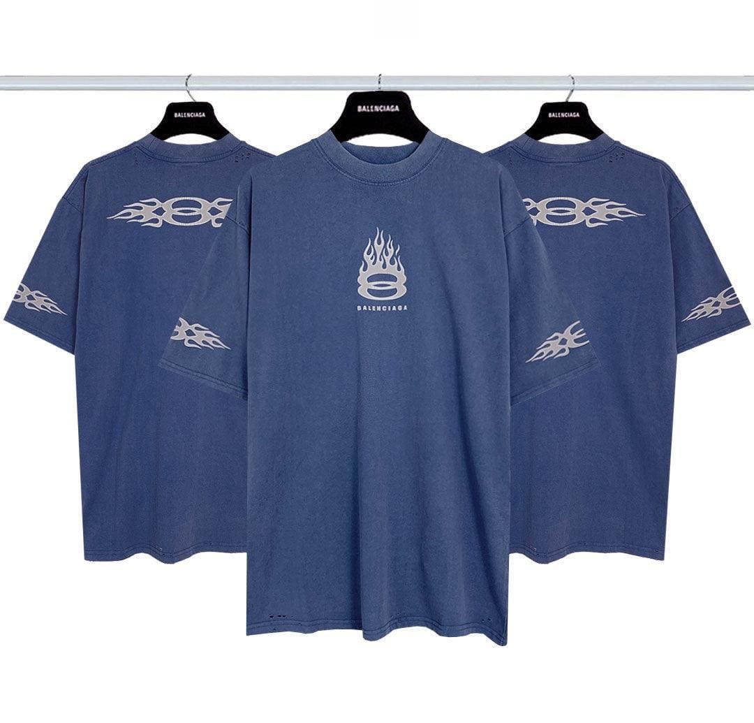 Balenciaga Light Blue T-Shirt Without Collar | Banlieue91