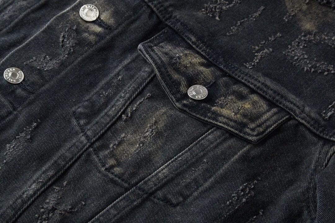 Balenciaga Oversized Distressed Denim Jacket - Black | Banlieue91
