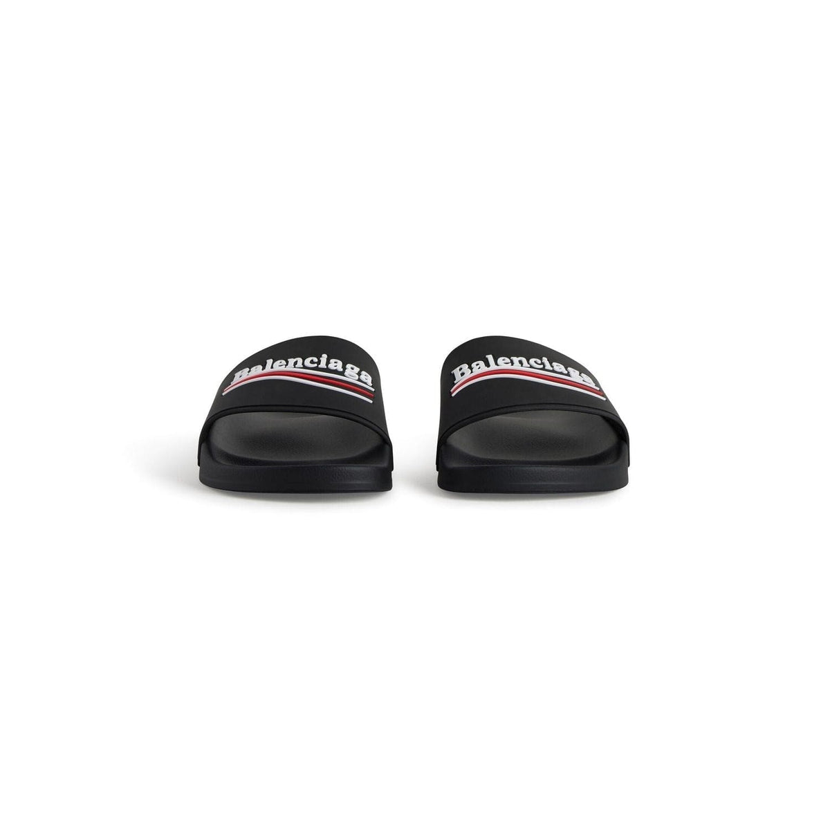 BALENCIAGA Pool Rubber Political Logo Sandals | Banlieue91