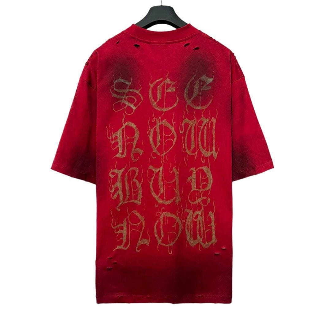 Balenciaga Red T-Shirt Without Collar | Banlieue91