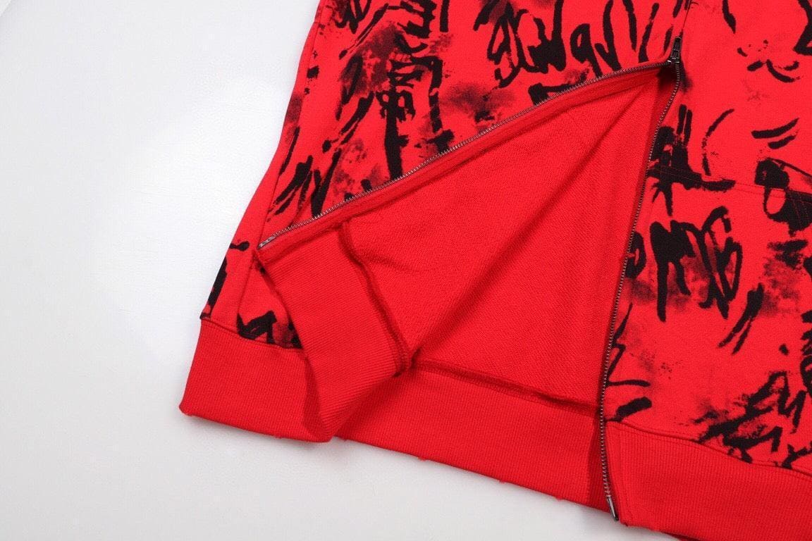Balenciaga Skater Graffiti Zip Up Hoodie Red | Banlieue91