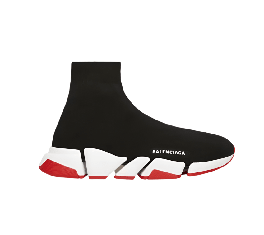 Balenciaga Speed 2.0 Recycled Knit Black White Red Sole | Banlieue91