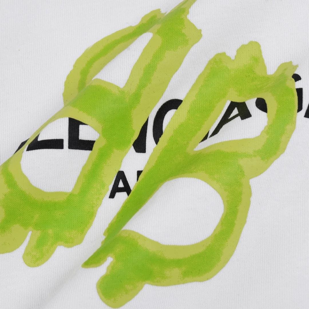 Balenciaga White & Green T-Shirt Without Collar | Banlieue91